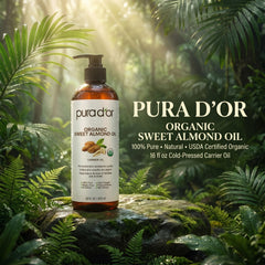 PURA D'OR pouring oil texture close-up, shows lightweight absorbency benefit