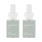 Pura front packaging of White Tea No. 1 two-pack showing neat box and brand, emphasizing convenience