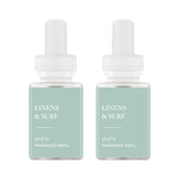 Pura Linens & Surf front packaging showing two refill vials and brand.