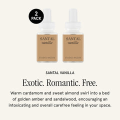 Pura close-up of a Santal Vanilla vial emphasizing design and easy insertion benefit