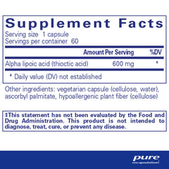 Pure Encapsulations closeup of ALA capsules highlighting clean texture