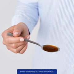 Pure Encapsulations pouring a 5 mL serving into the cap for convenient measured dosing