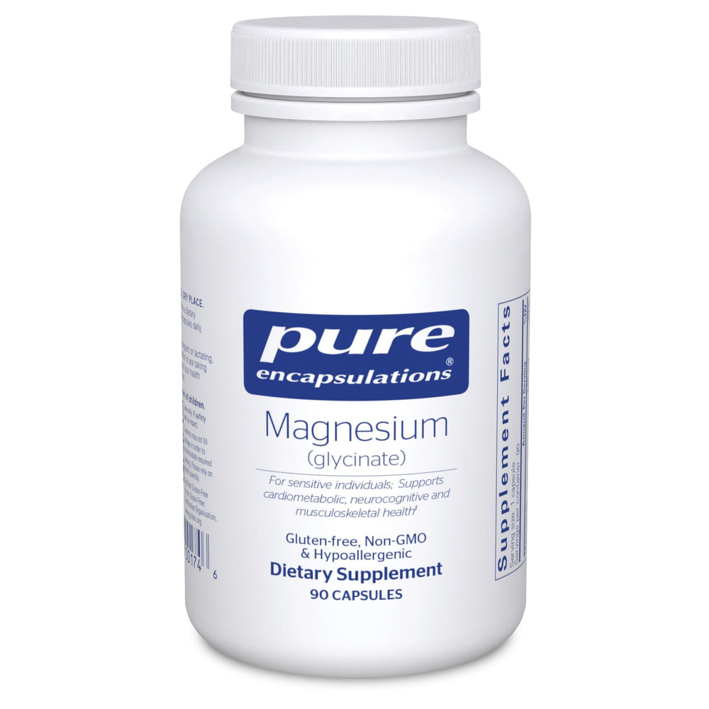 Pure Encapsulations bottle front view showing clean magnesium glycinate label and benefits
