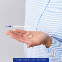 Pure Encapsulations capsule held in hand showing actual size and easy dosing