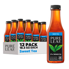 Pure Leaf front label on 18.5 oz bottle showing branding and sweetness benefit