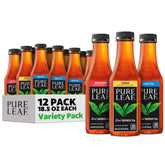 Pure Leaf front packaging showing the 12-bottle variety pack and convenience