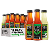 Pure Leaf variety pack front view showing bottles and label benefits