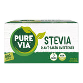 Pure Via front view of 800 packet box showing quantity and branding benefit