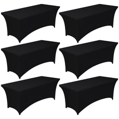 Pureegg front view fitted tablecloth on 6ft rectangle table provides sleek event-ready look