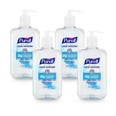 Purell pump bottle front view showing branding and size benefits