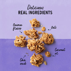 Purely Elizabeth granola in a bowl with milk illustrating easy breakfast