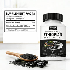 PURELYNUTRIENT label showing 4.64% thymoquinone and ingredient clarity
