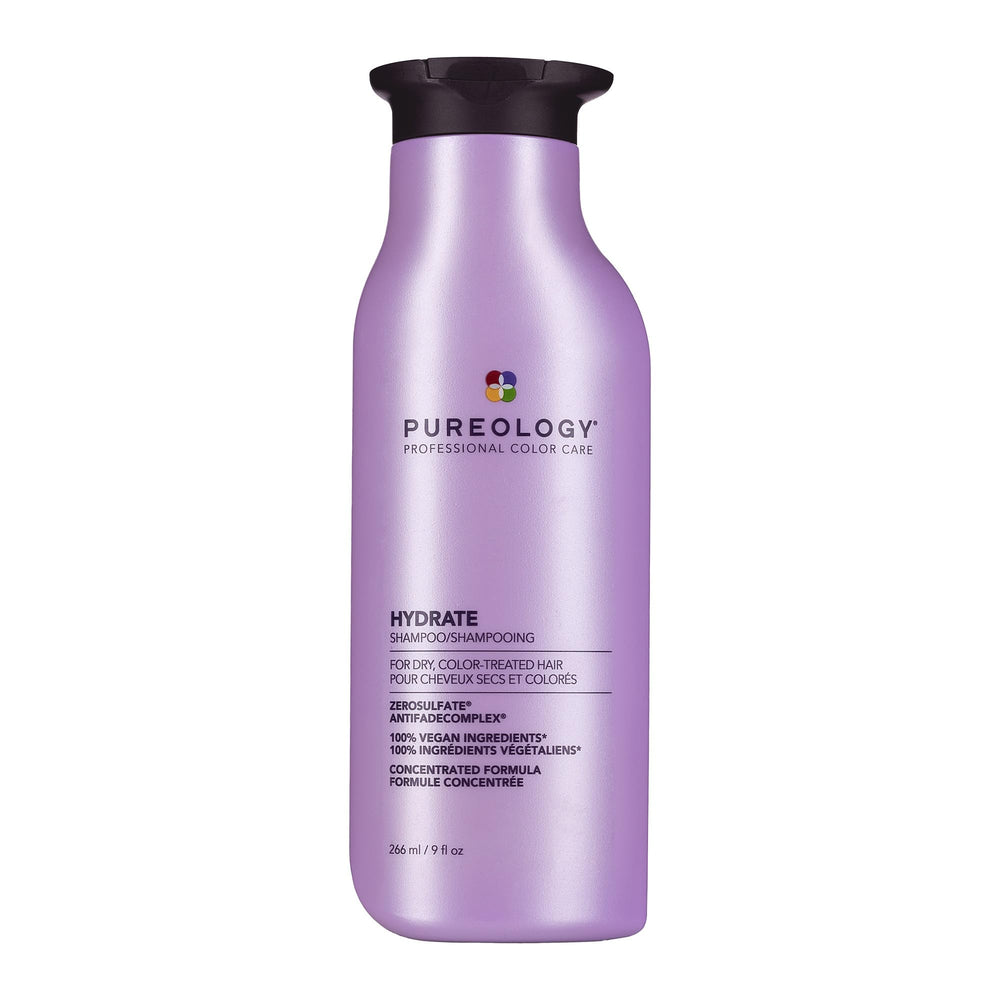 Pureology hydrate shampoo front bottle showing product benefit of deep moisture