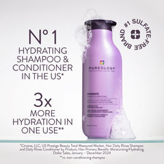 Pureology hydrate shampoo pump dispensing creamy lather for gentle cleansing