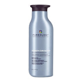 Pureology bottle front view showing purple toning shampoo and clear benefit