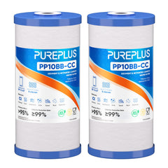 PUREPLUS front packaging showing two 10x4.5 replacement filters and benefits