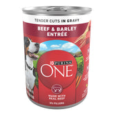 Purina ONE front can showing label and flavor benefits