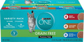 Purina ONE front packaging 24-pack showing variety and convenience
