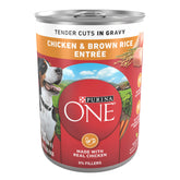 Purina ONE front packaging showing twelve cans and convenience