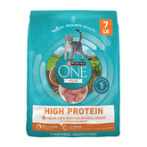 Purina ONE front of bag showing healthy weight branding and benefits