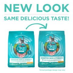 Purina ONE kibble close-up showing texture that aids dental health