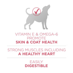 Purina ONE kibble next to a hand to show size and portioning