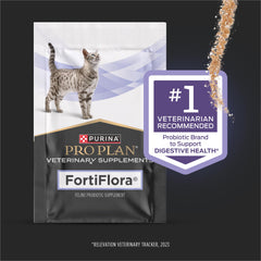 Purina Pro Plan FortiFlora single packet open with powder, easy dosing benefit