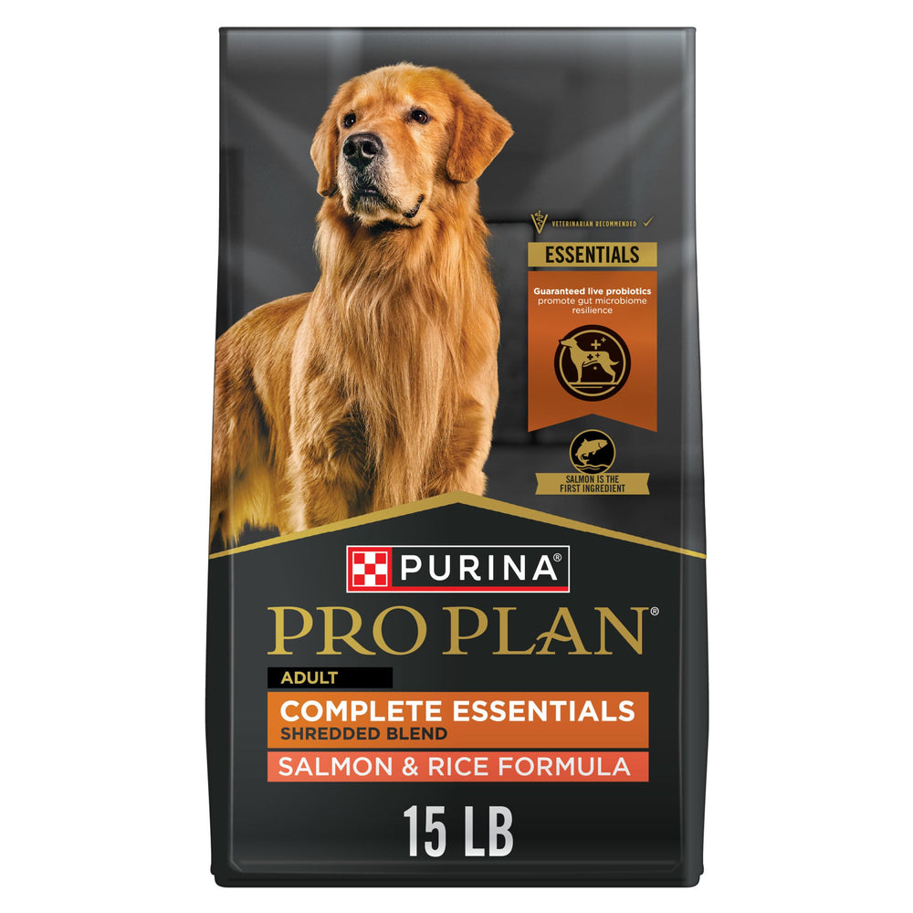 Purina Pro Plan front of bag showing salmon blend and benefits