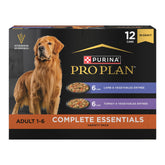 Purina Pro Plan front packaging showing 12-can variety pack benefits