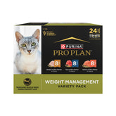 Purina Pro Plan front packaging showing weight management variety pack benefits