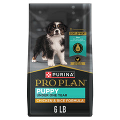 Purina Pro Plan front packaging showing chicken and rice benefits