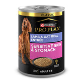 Purina Pro Plan front can showing lamb pate, clear branding and benefit