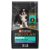 Purina Pro Plan front bag showing lamb and rice benefits