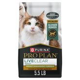 Purina Pro Plan LiveClear front packaging showing weight control formula and benefits