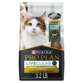 Purina Pro Plan LIVECLEAR front packaging showing benefits and weight control