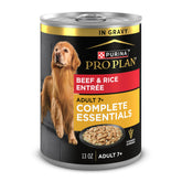Purina Pro Plan front packaging showing beef and rice benefits