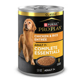 Purina Pro Plan front can showing senior chicken pate benefits