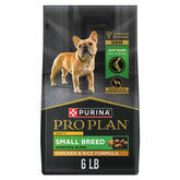 Purina Pro Plan front packaging shows senior small-breed formula and benefits
