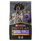Purina Pro Plan front of 18 lb bag showing formula and benefits