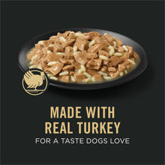 Purina Pro Plan close-up turkey and rice in gravy highlighting palatability