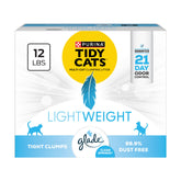 Purina Tidy Cats front box showing 12 lb size and scent benefits