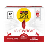 Purina Tidy Cats front packaging showing 12 lb lightweight benefit