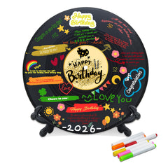 pwvsayjcj front view of vinyl-style guest book showing cover and included pens
