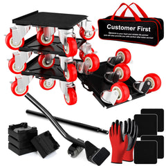 Qenovo front view of red 5.3-inch platforms showing compact, heavy-duty support