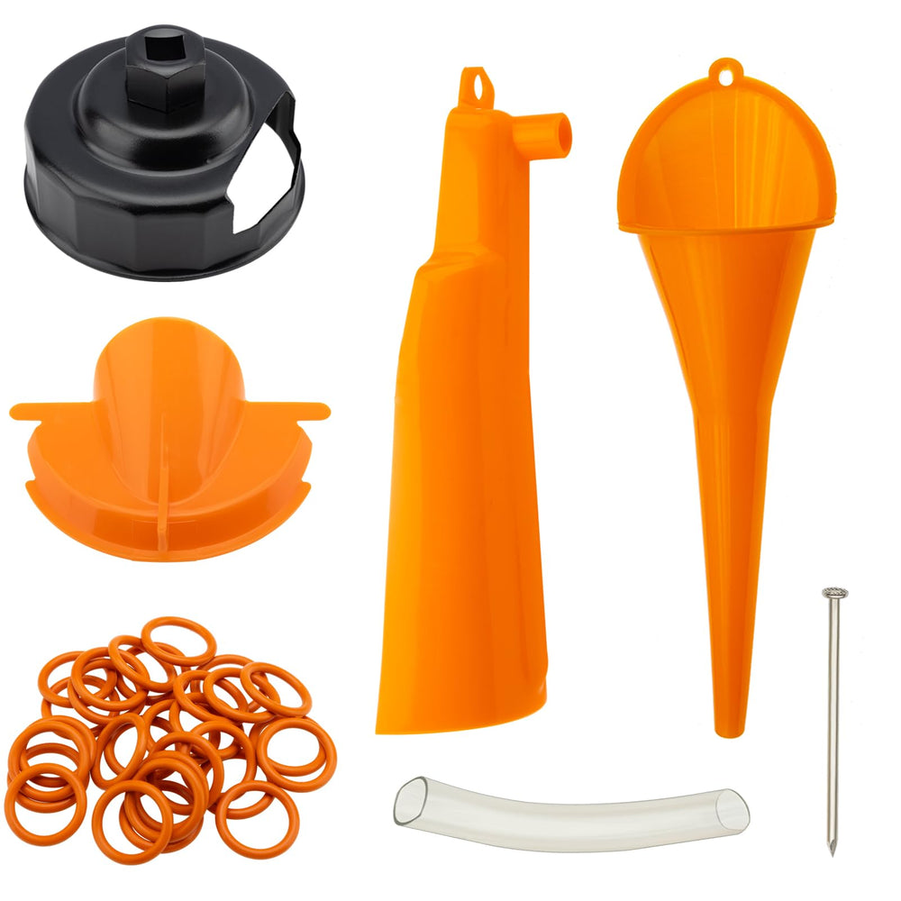 QHDSGZS kit front packaging showing included funnels and wrench, simplifies maintenance