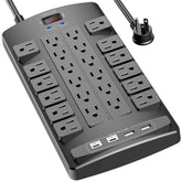 QINLIANF front view showing 24 outlets and 4 USB ports for organized power