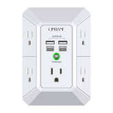 QINLIANF front view mounted on wall showing outlets and USB ports for convenient expansion