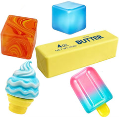QKEWURO front packaging showing colorful squishy set and portability benefit