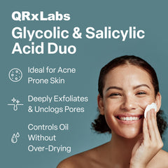 QRxLabs open jar with stacked pads visible, easy one-handed dispensing benefit