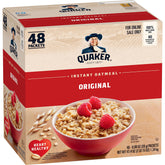 Quaker front packet showing Original flavor and serving convenience